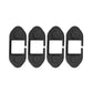 Set of four black silicone door limiter covers with end circles and square opening.