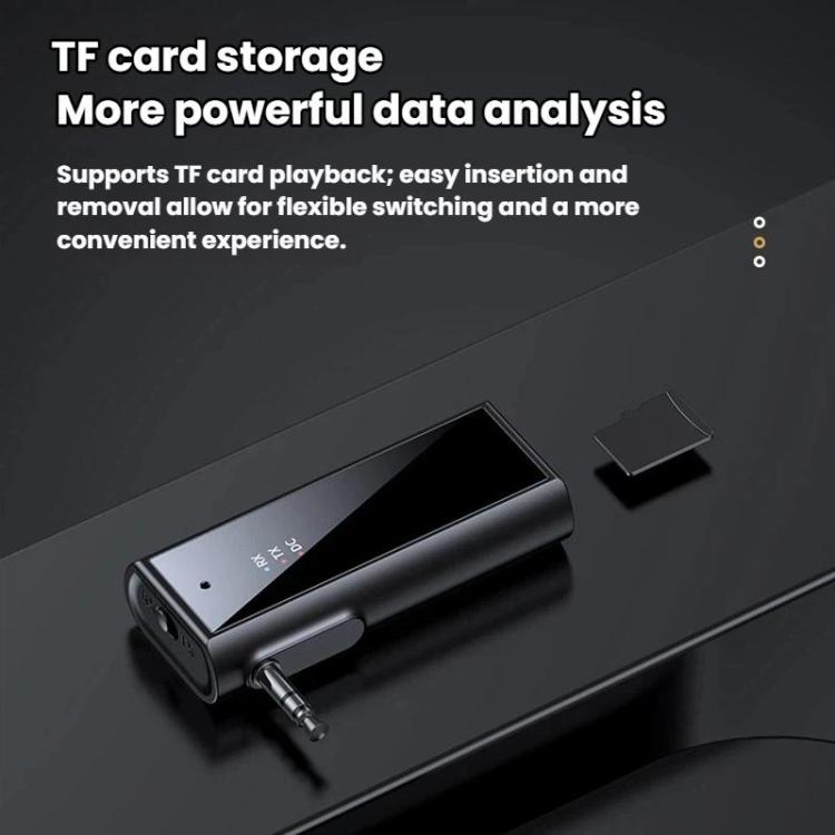 Black Bluetooth audio adapter with TF card slot and 3.5mm AUX connector
