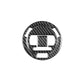 Round carbon-fiber fuel tank cap sticker, black weave with silver border and cutouts