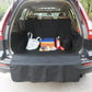 Black SUV trunk pet mat with front opening and raised protective sides