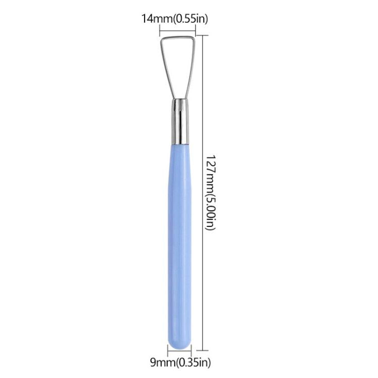 Blue clay sculpting tool with metal loop tip and slim plastic handle