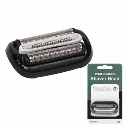 Braun 64B replacement shaver head with two foil cutters in black housing