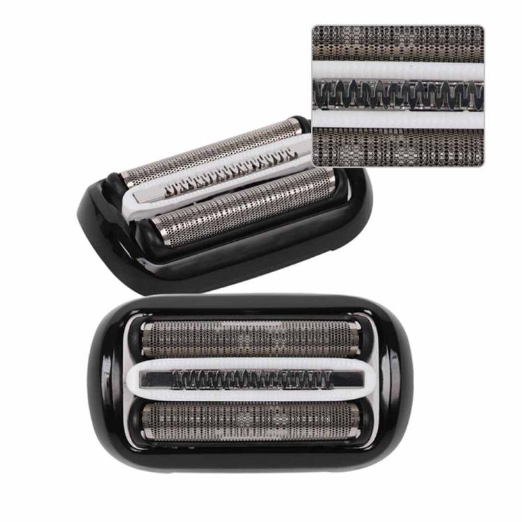 Braun 64B replacement shaver head with close-up of dual foil cutter screens