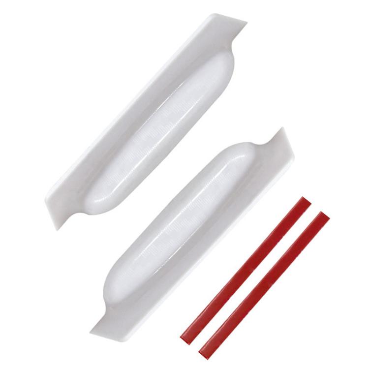 Car rear camera rain shield, 2-piece set, white curved covers with adhesive strips