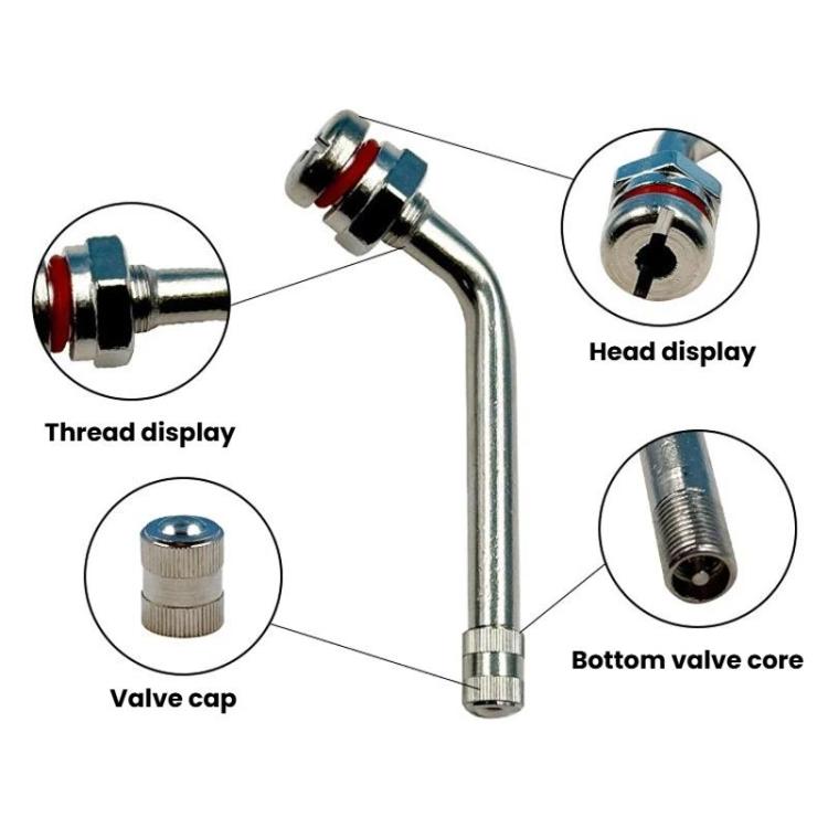 Straight tubeless tire valve with cap and threaded metal end
