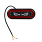 Red waterproof LED strobe light with black bezel, two screws, and wired power leads