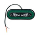Green waterproof LED strobe light with black bezel, two screws, and wired power leads