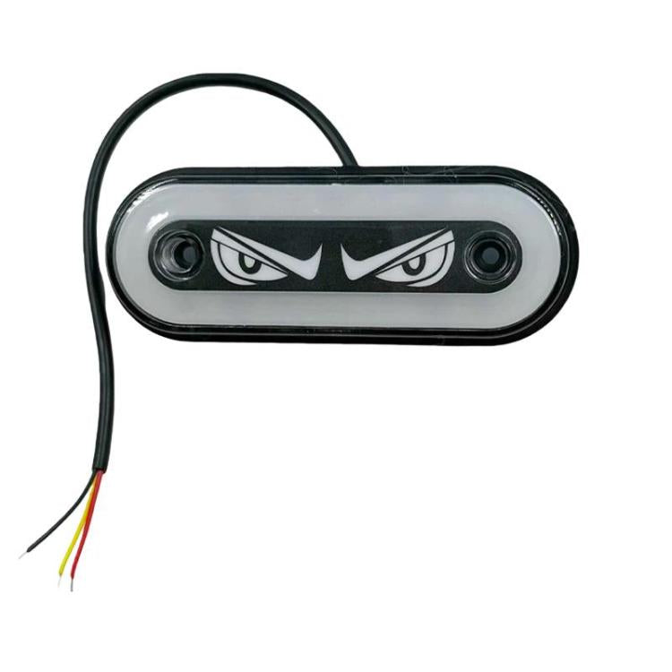 White/clear waterproof LED strobe light with black bezel, two screws, and wired power leads