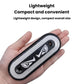 Compact waterproof LED strobe light in hand, black bezel with clear lens