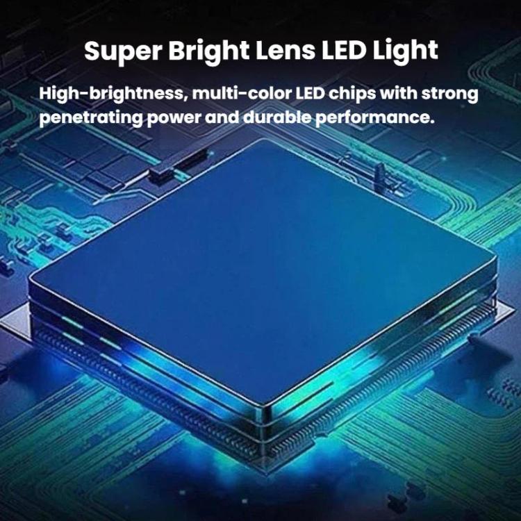 Waterproof LED strobe light module with blue glowing rectangular lens