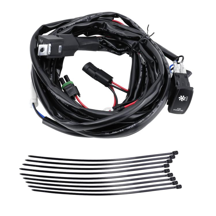 Black cooling fan waterproof wiring harness with connectors and switch module