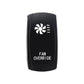 Black rocker fan override switch with fan icon and indicator markings