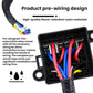Open fuse relay box with pre-wired terminal slots and bundled color wires