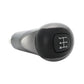 Manual gear shift knob side view with black shift panel and gear diagram