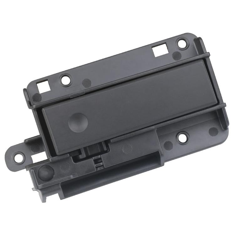 Black car glove box latch handle with mounting holes, latch mechanism