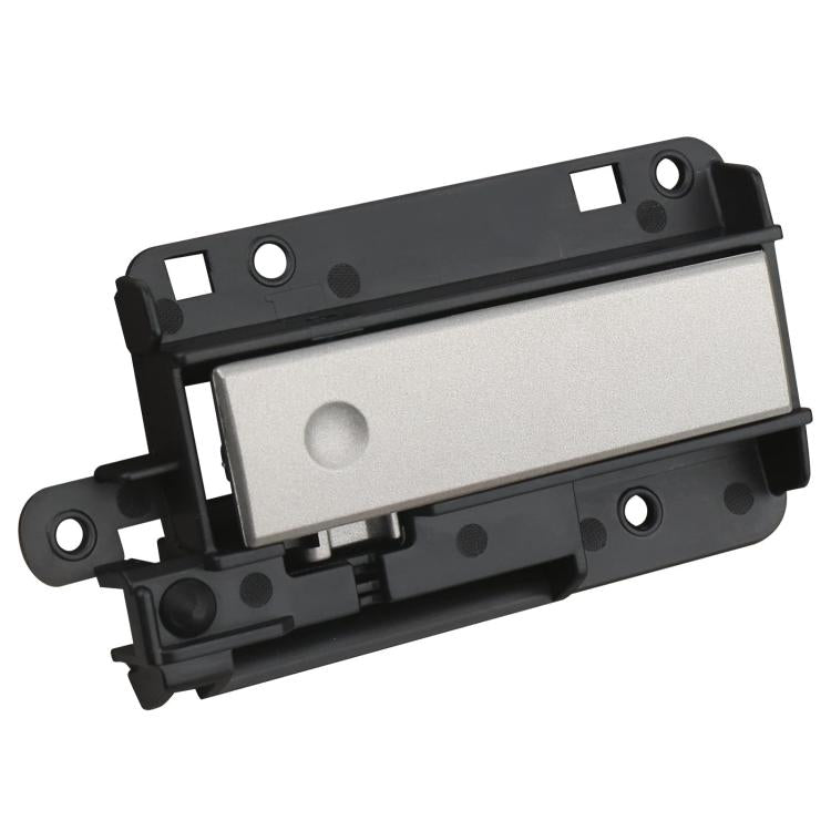 Car glove box latch handle with light gray insert and black housing