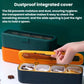 Green-and-orange seasoning box with transparent lid over four condiment compartments