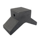 Gray V-shaped kayak trailer bow support block with mounting holes on the top and face.
