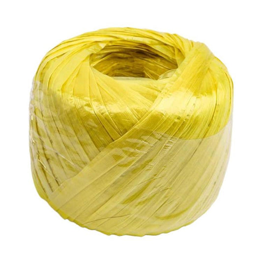 Yellow nylon binding rope roll for packing, wound in a large coil