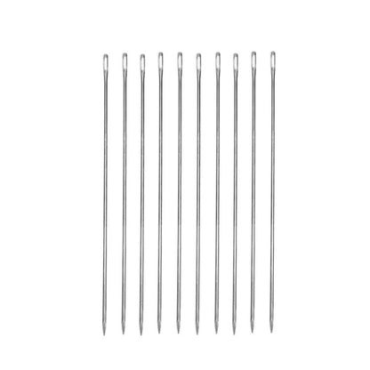 Set of long quilt sewing needles, silver-tone, multiple sizes shown