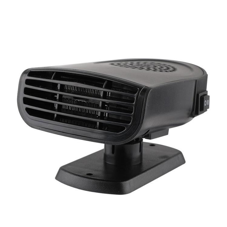 Black car heater fan on stand with side power switch