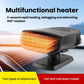 Black car heater fan with warm vent glow and airflow direction