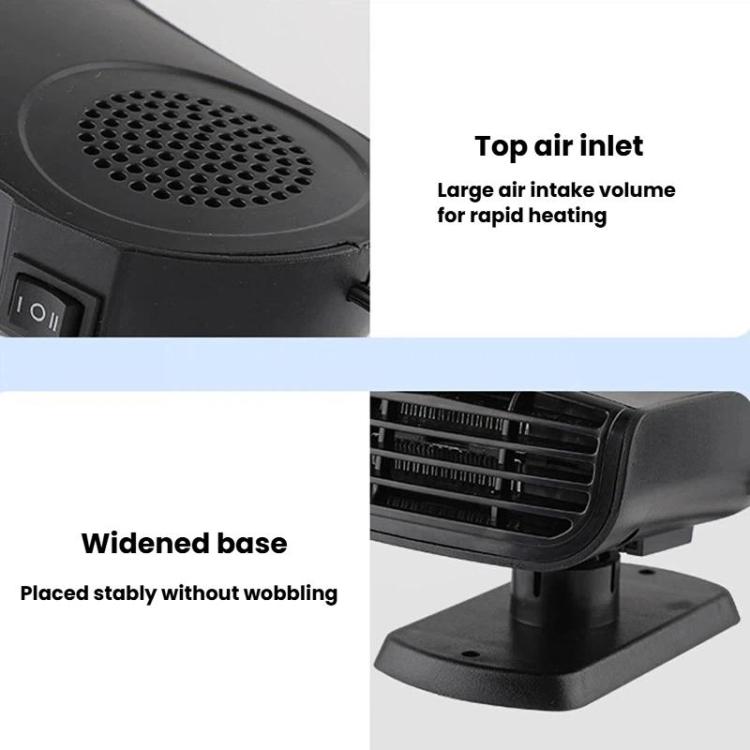 Black car heater fan with top air inlet and wide stable base