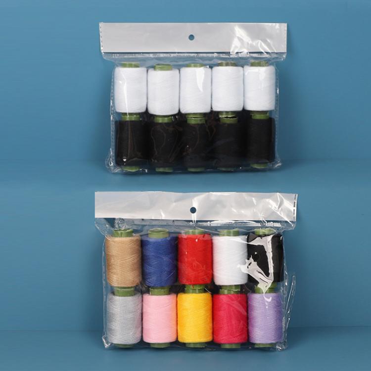 Two-pack sewing thread spool set: black/white and assorted colors in clear bags