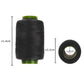 Black sewing thread spool with green core and small thread roll, size view