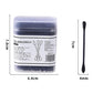 Disposable double-ended cotton ear swabs in a plastic container with black ear-pick tips
