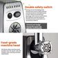 Electric meat grinder with dual safety switch panel and front grinding plate