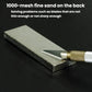 M40 diamond whetstone with a metal blade edge placed on the abrasive side