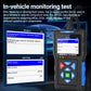 Handheld OBD2 diagnostic scanner with blue-highlight screen and blue button cluster