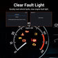 OBD2 fuel injector diagnostic tool clearing fault light shown on car gauge cluster
