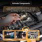 Automotive circuit diagnostic tester used to activate components with handheld probe at engine
