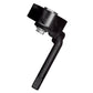 Car drive belt tensioner with black pulley and attached black arm with mounting bolt