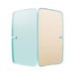 Pair of hinged car windshield sunshade panels in light blue and beige