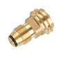 Brass gas stove conversion adapter with male threads and black rubber O-ring
