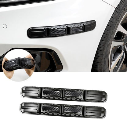 Black foldable car bumper protection strip with carbon-fiber texture, 2-piece set.