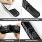 Black adhesive bumper protection strip, folding design with carbon-fiber textured surface.