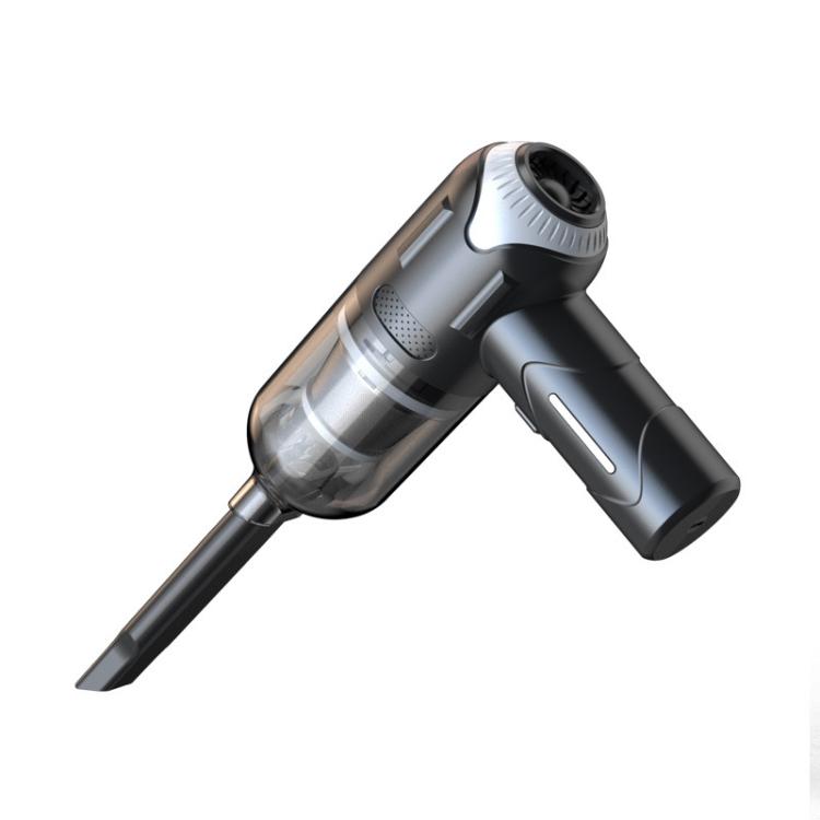 Handheld cordless vacuum cleaner with clear dust cup and angled nozzle