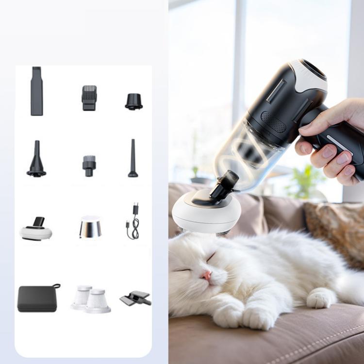Handheld cordless vacuum cleaner with clear dust cup and round brush head