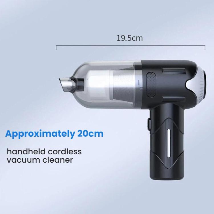 Handheld cordless vacuum cleaner with transparent dust chamber and trigger handle