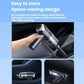 Handheld cordless vacuum cleaner parked in a compact car storage space