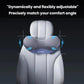 Gray-blue dynamically adjustable neck support pillow on car seat headrest
