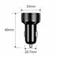 Black car USB charger plug with size dimensions shown (33mm x 60mm)