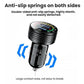 Black car USB charger with LED indicator and anti-slip grip springs on both sides