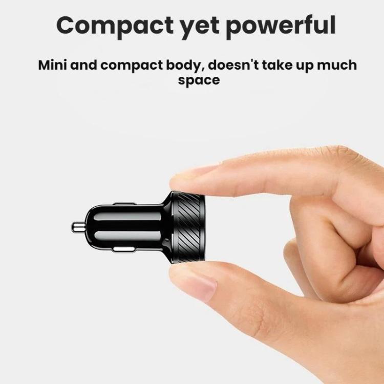 Compact black car cigarette lighter USB charger plug with switch