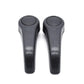 Pair of dark gray seat adjustment lever handles with rounded tops