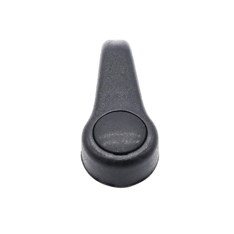Dark gray seat adjustment lever handle with round control button